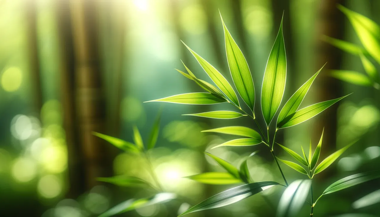 Close-up of vibrant green bamboo leaves