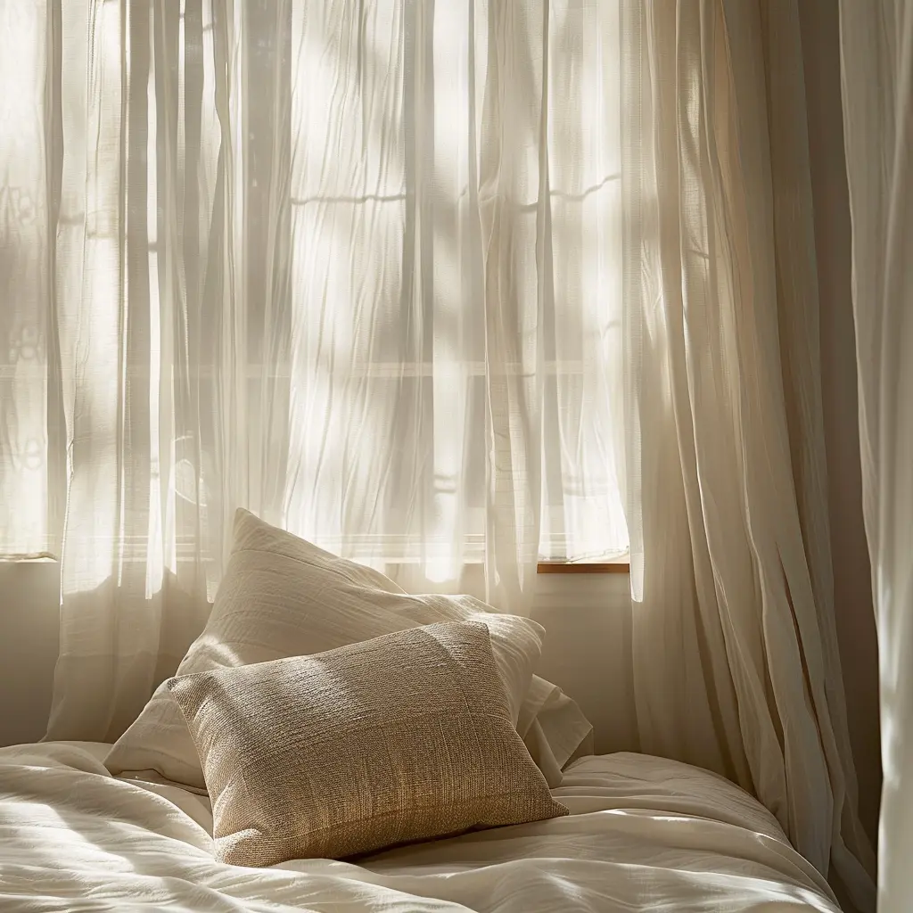 Bamboo pillows on comfortable bed
