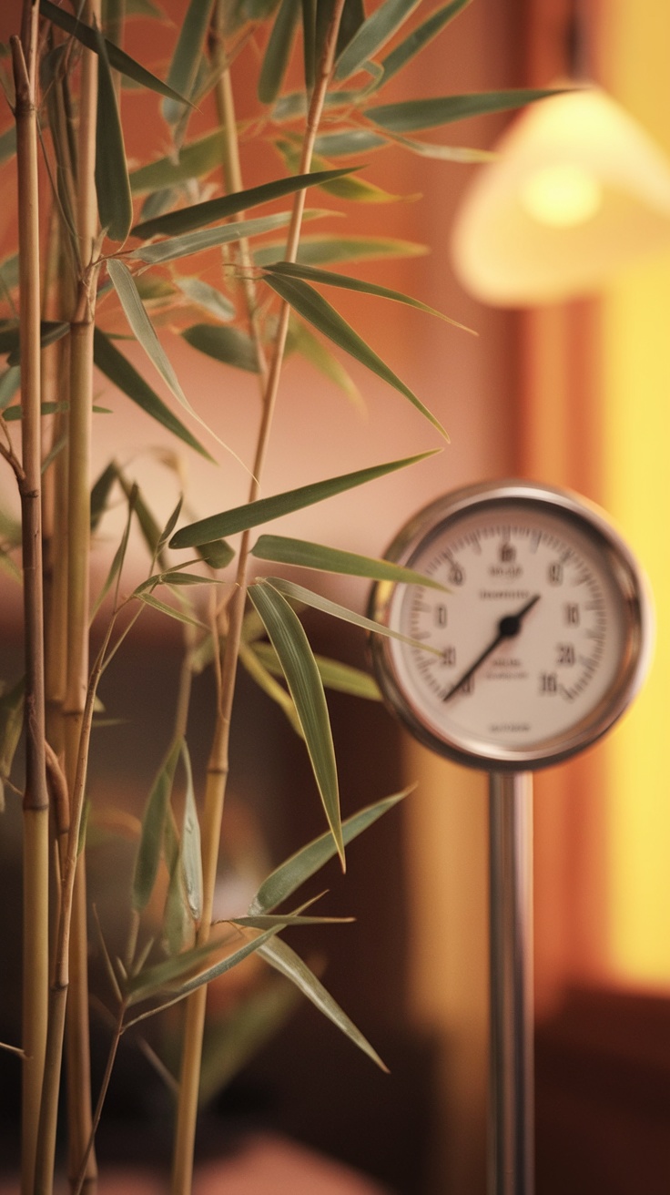 Indoor Bamboo Plant with humidity gauge