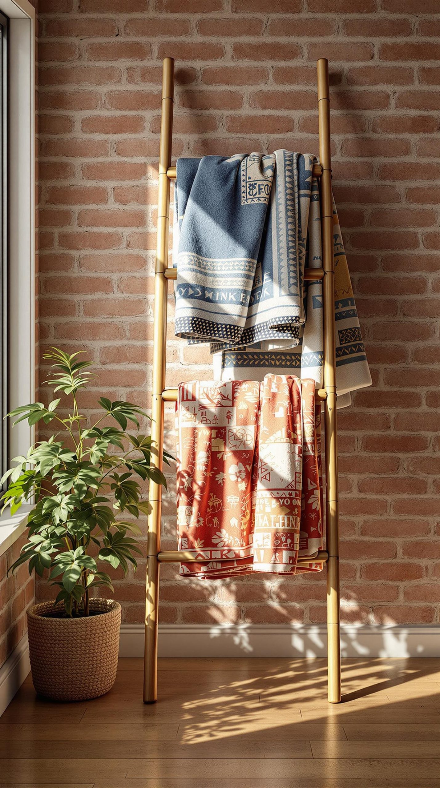 Bamboo Blanket Ladders for Rustic Charm