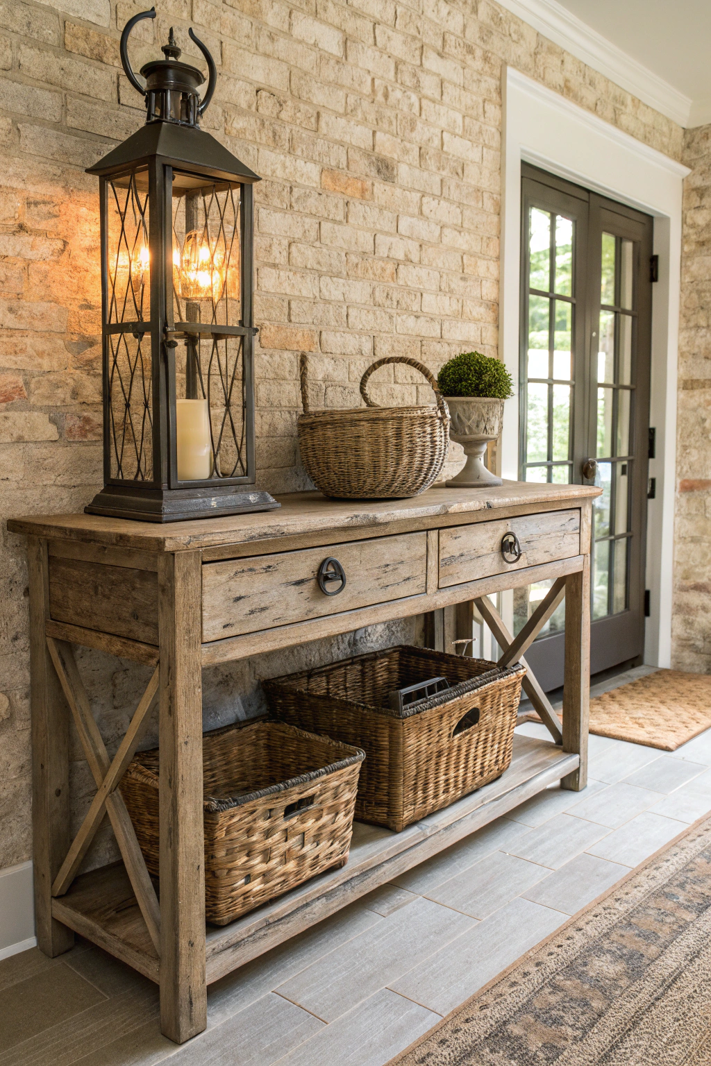 Farmhouse Charm with Rustic Entry Tables