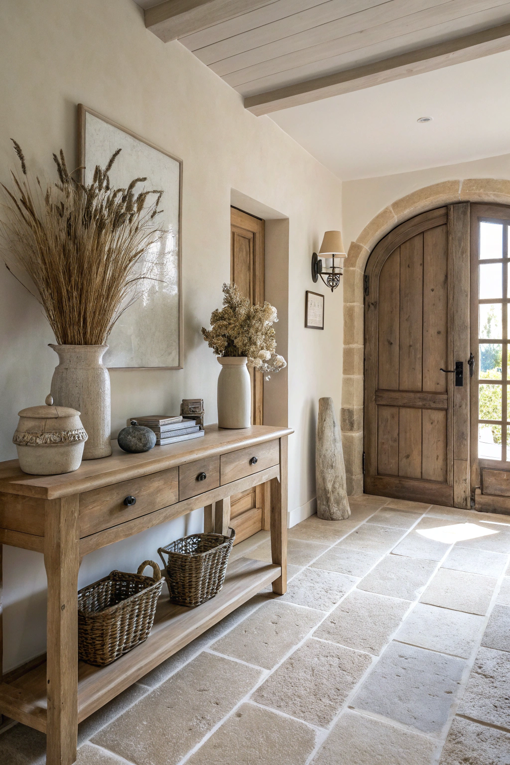 Neutral Tones for a Calming Entrance