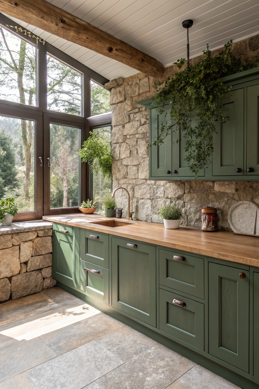 Lush Green Cabinets