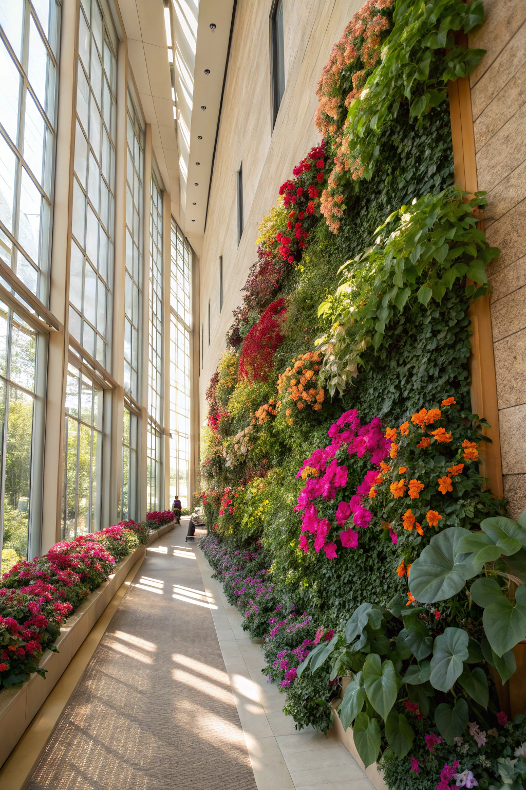 Colorful Blooms on Vertical Gardens for Added Flair