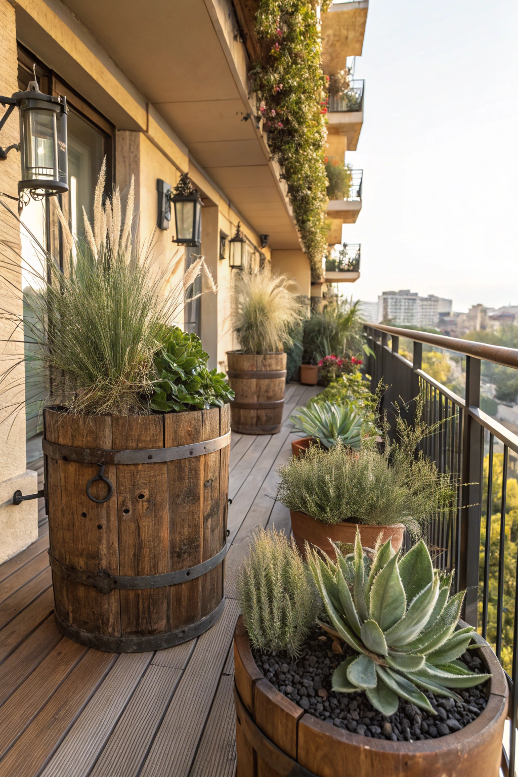 Rustic Balcony Garden Elements