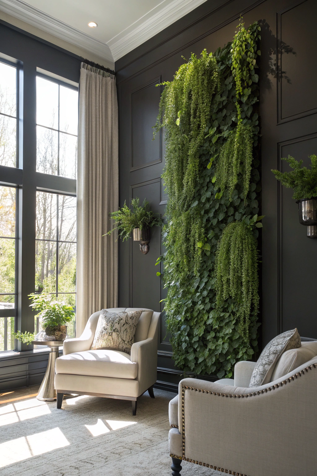 Adding Drama: Accent Walls with cascading Greenery
