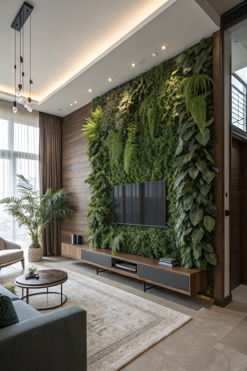 Sophisticated Living Room Walls with Vertical Gardens