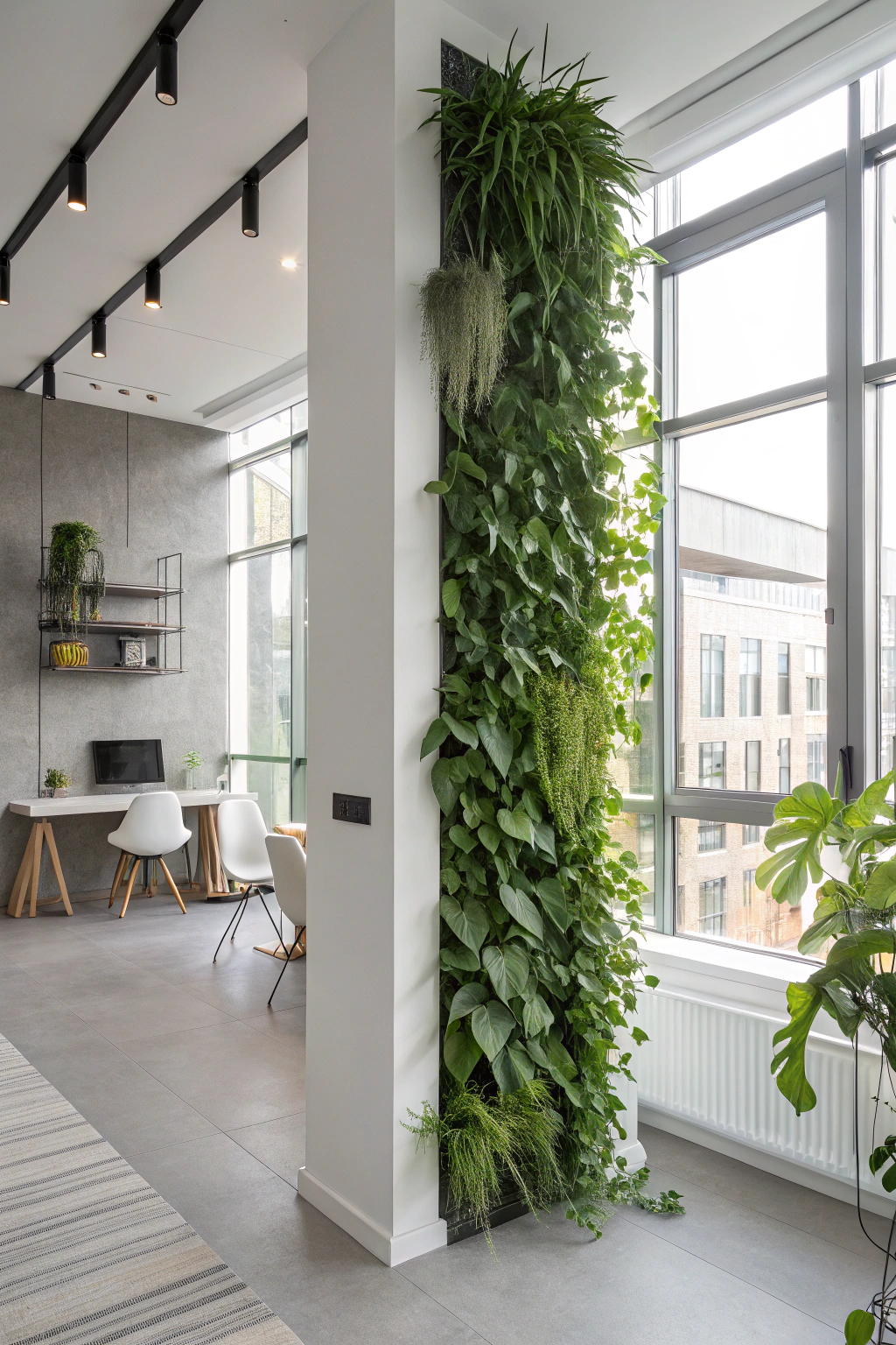Vertical Greenery in Minimalist Interiors