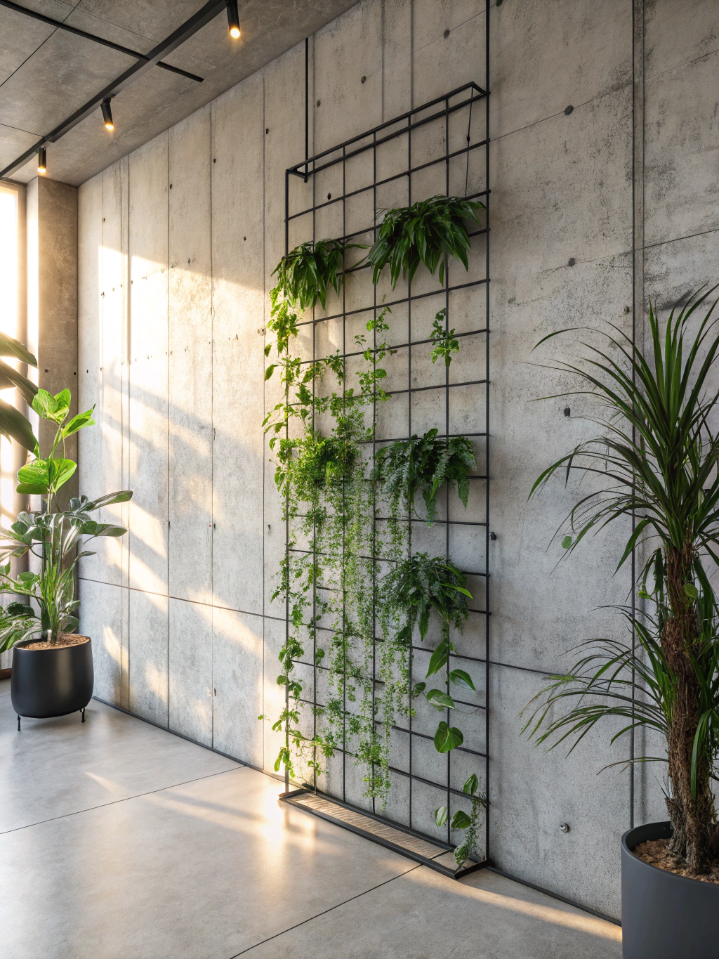 Modern Aesthetic with Wire Plant Walls