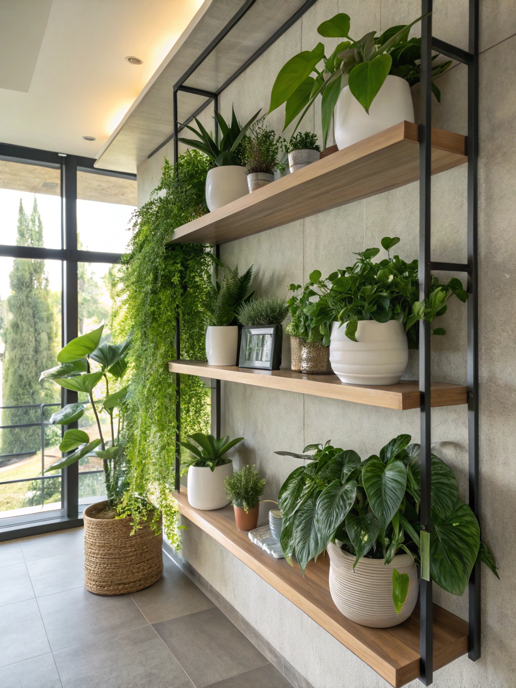 Floating Shelves for a Chic Plant Display