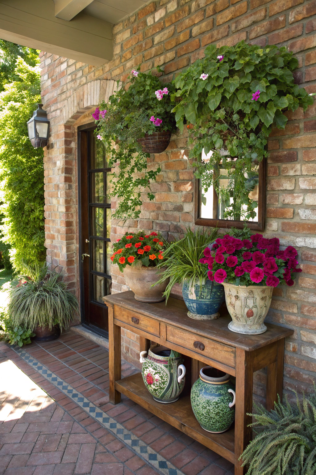 Colorful Plant Displays for Entryways