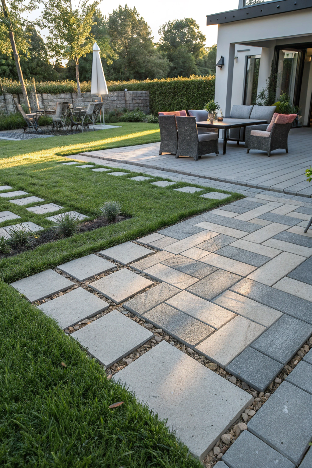 Modern Backyard Pavers and Patterns