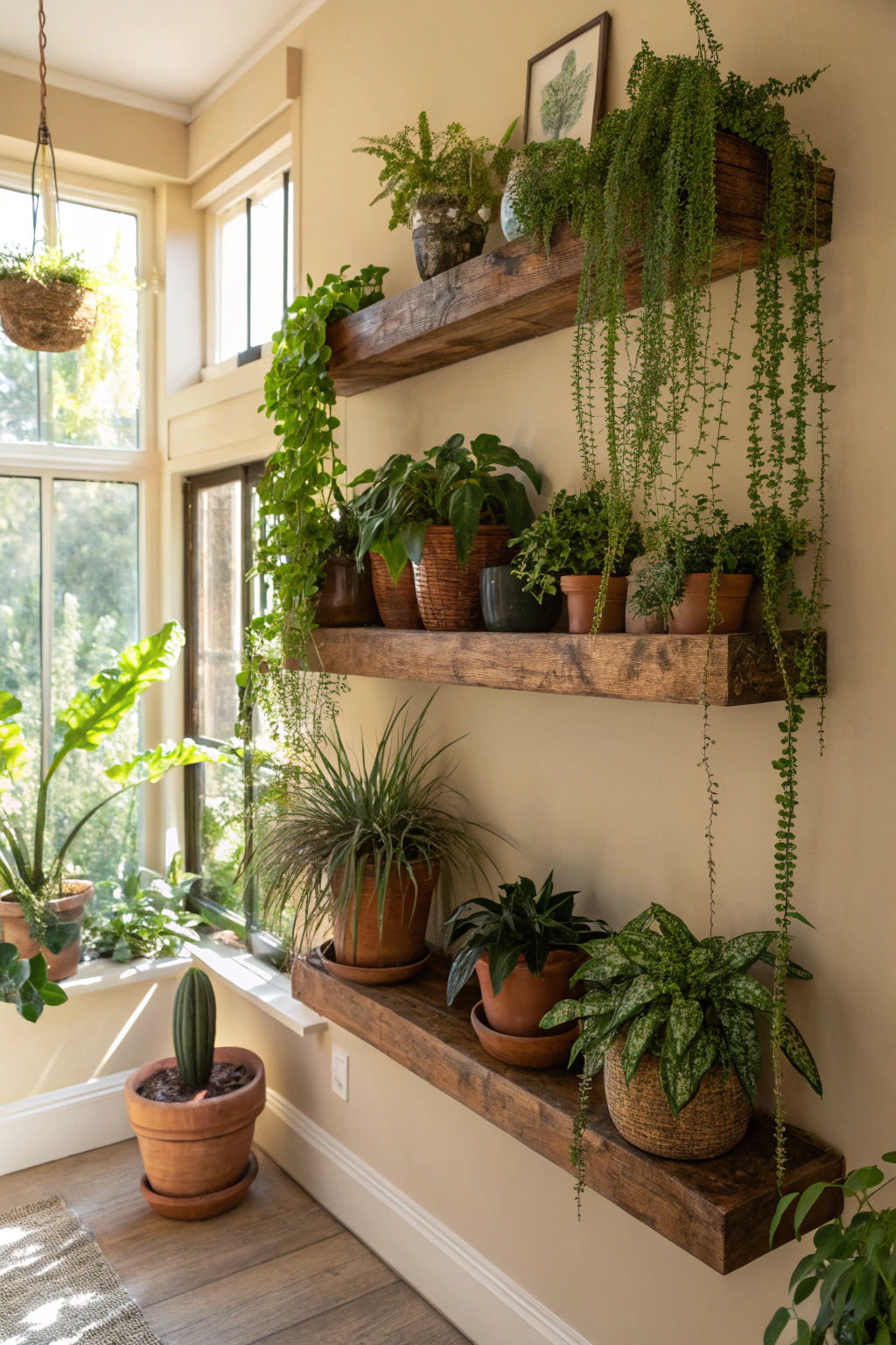 Showcasing Plants on Floating Shelves