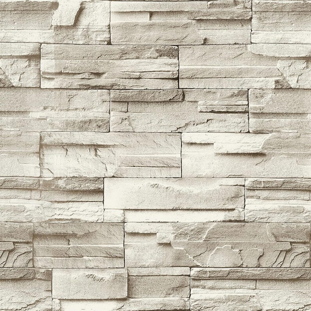 Jeweluck Stone Wallpaper Peel and Stick Brick Wallpaper 17.7”×118.1” Brick Contact Paper Peel and Stick Wall Paper Bathroom Faux Stone Backsplash for Kitchen Removable Decorative for Walls Vinyl