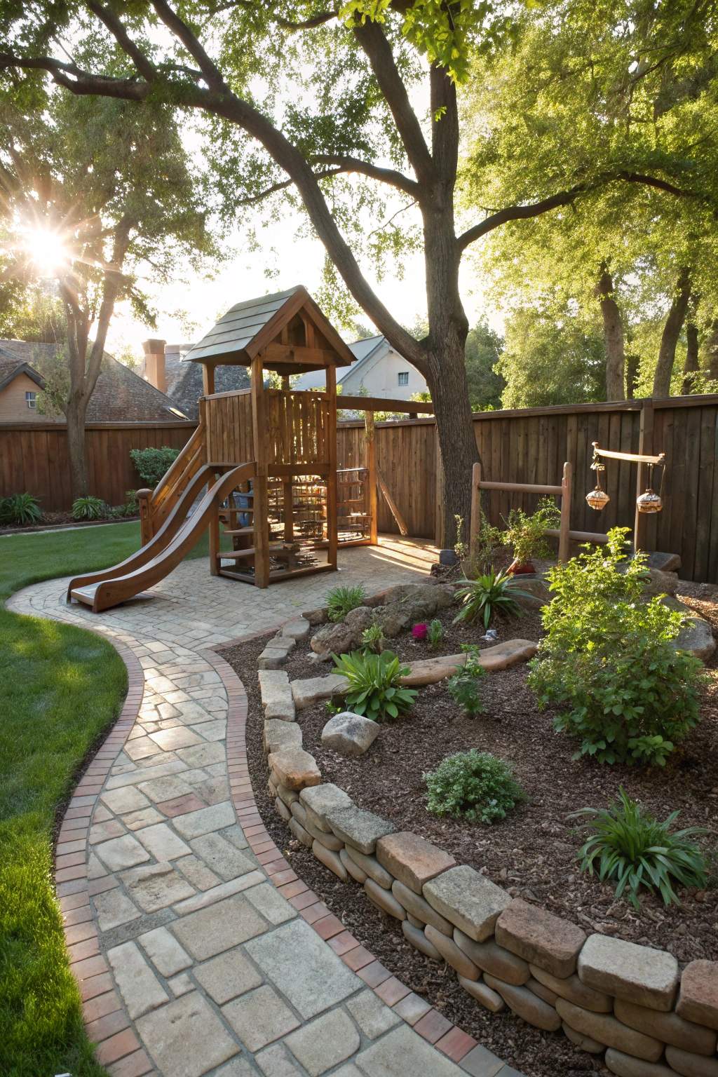 Dazzling Play Set Landscaping Borders