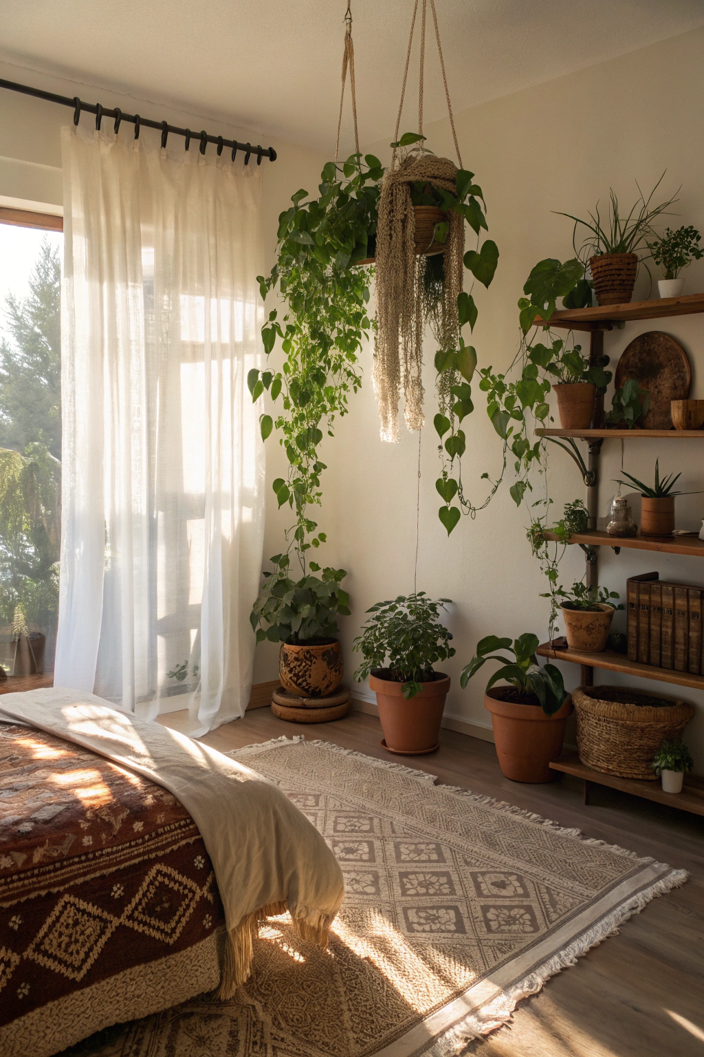 Boho Bedroom Makeover with Green Touches