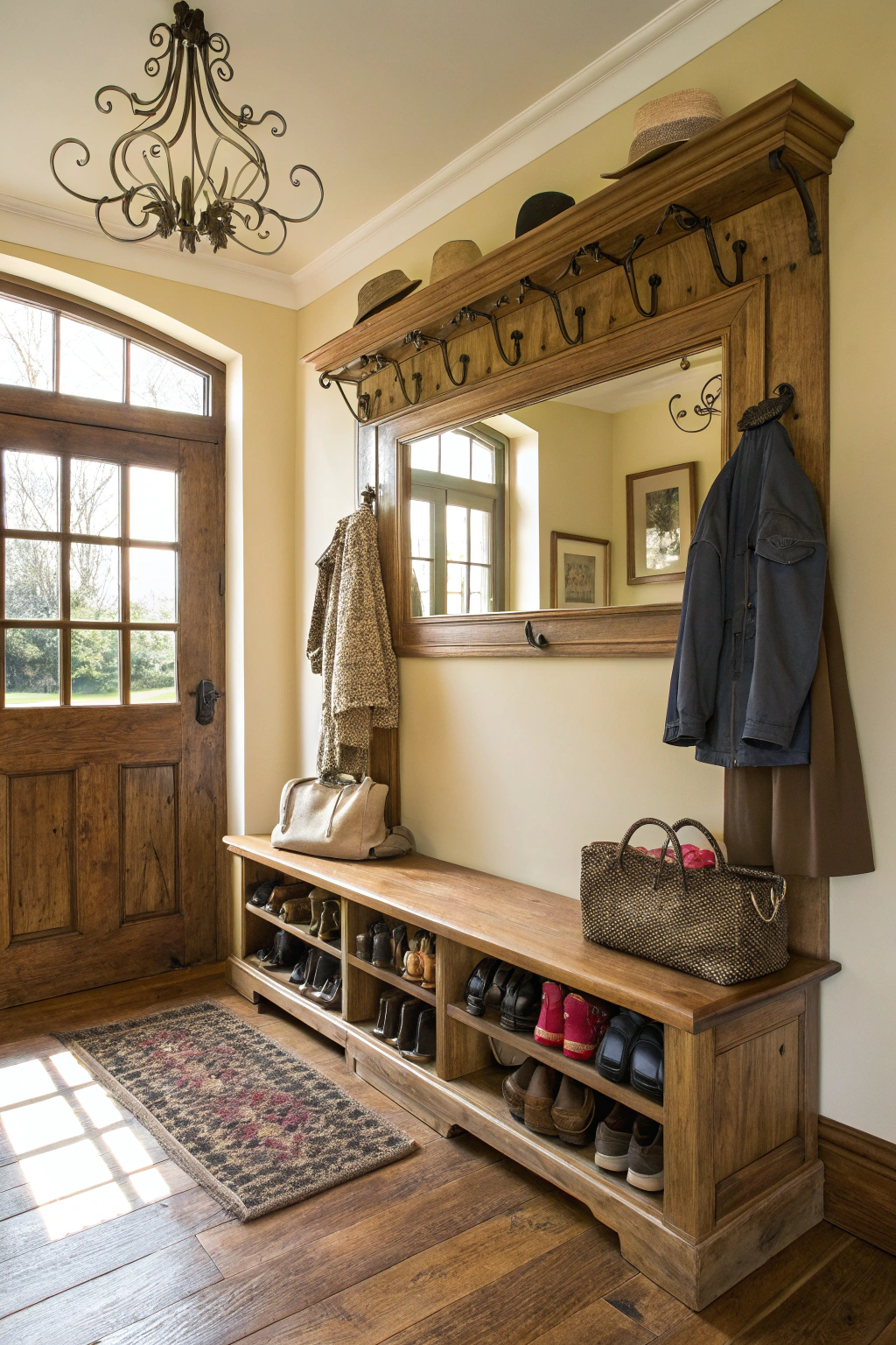 Organized Spaces with Hooks and Storage Solutions