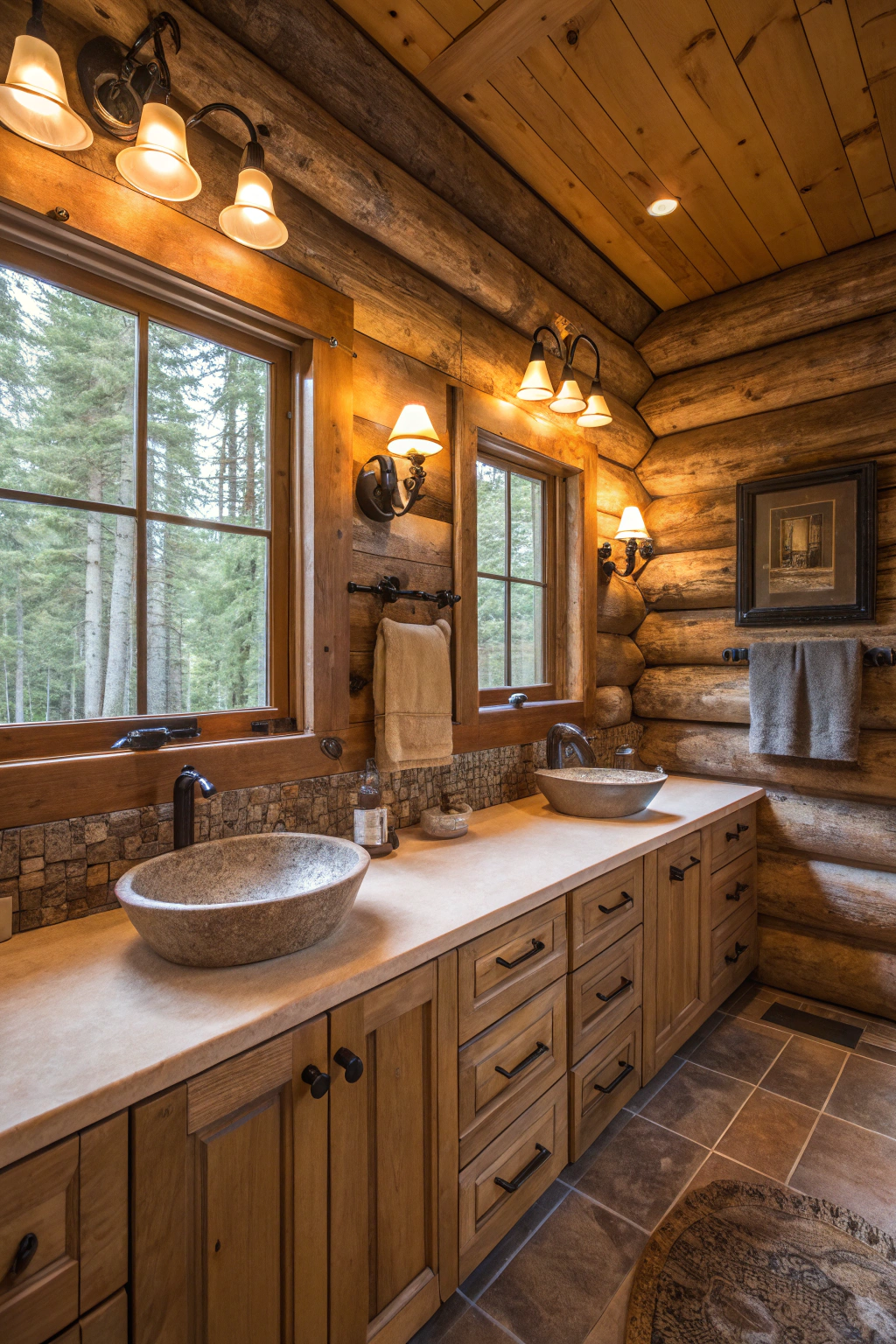 Log Cabin Charm: Cozy Bathroom Upgrades
