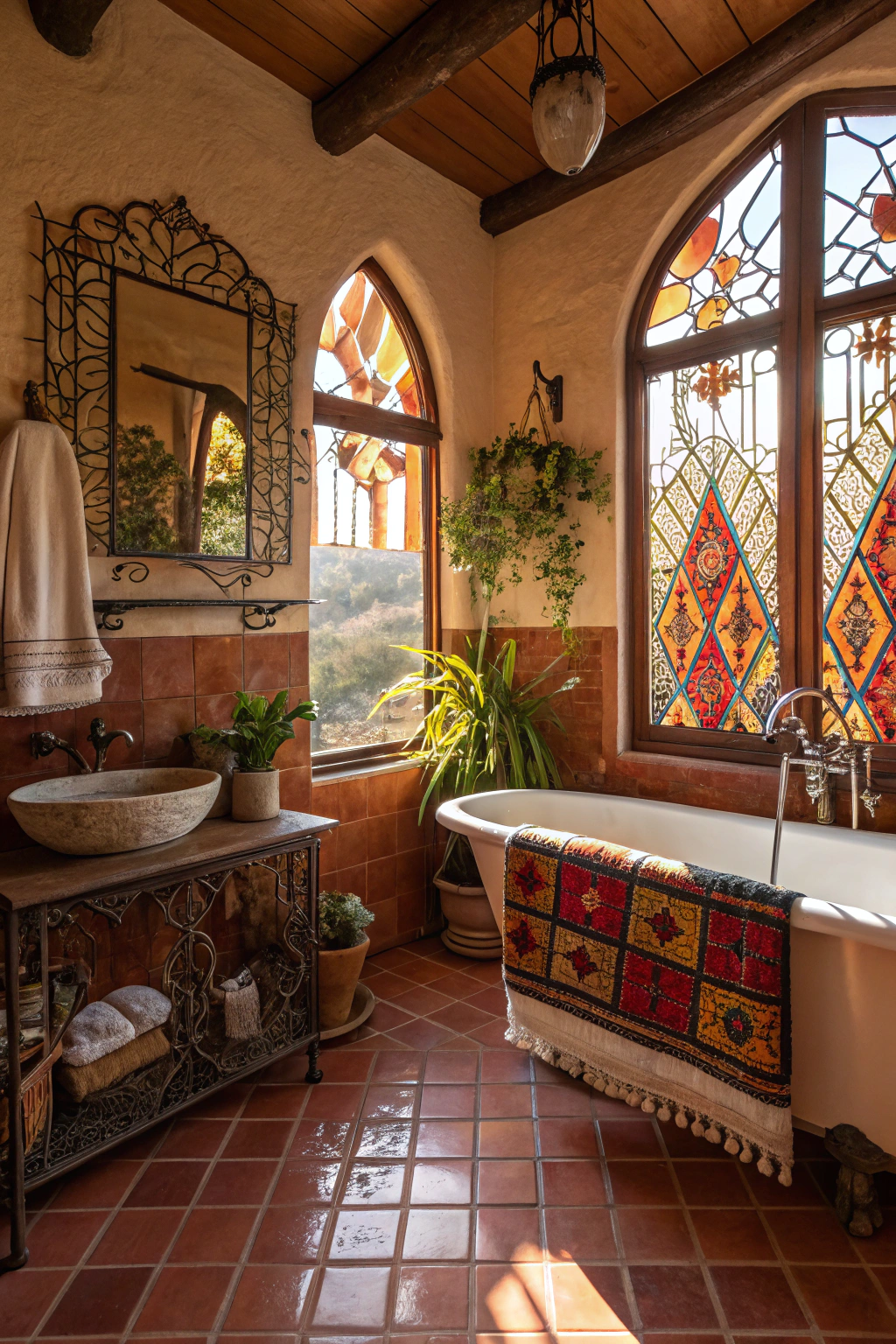 Spanish Flair: Modern Boho Bathroom