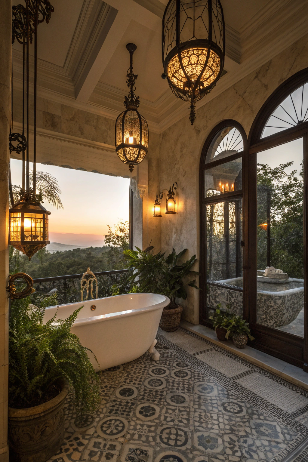 Lantern Lit: Timeless Bathroom Ambiance