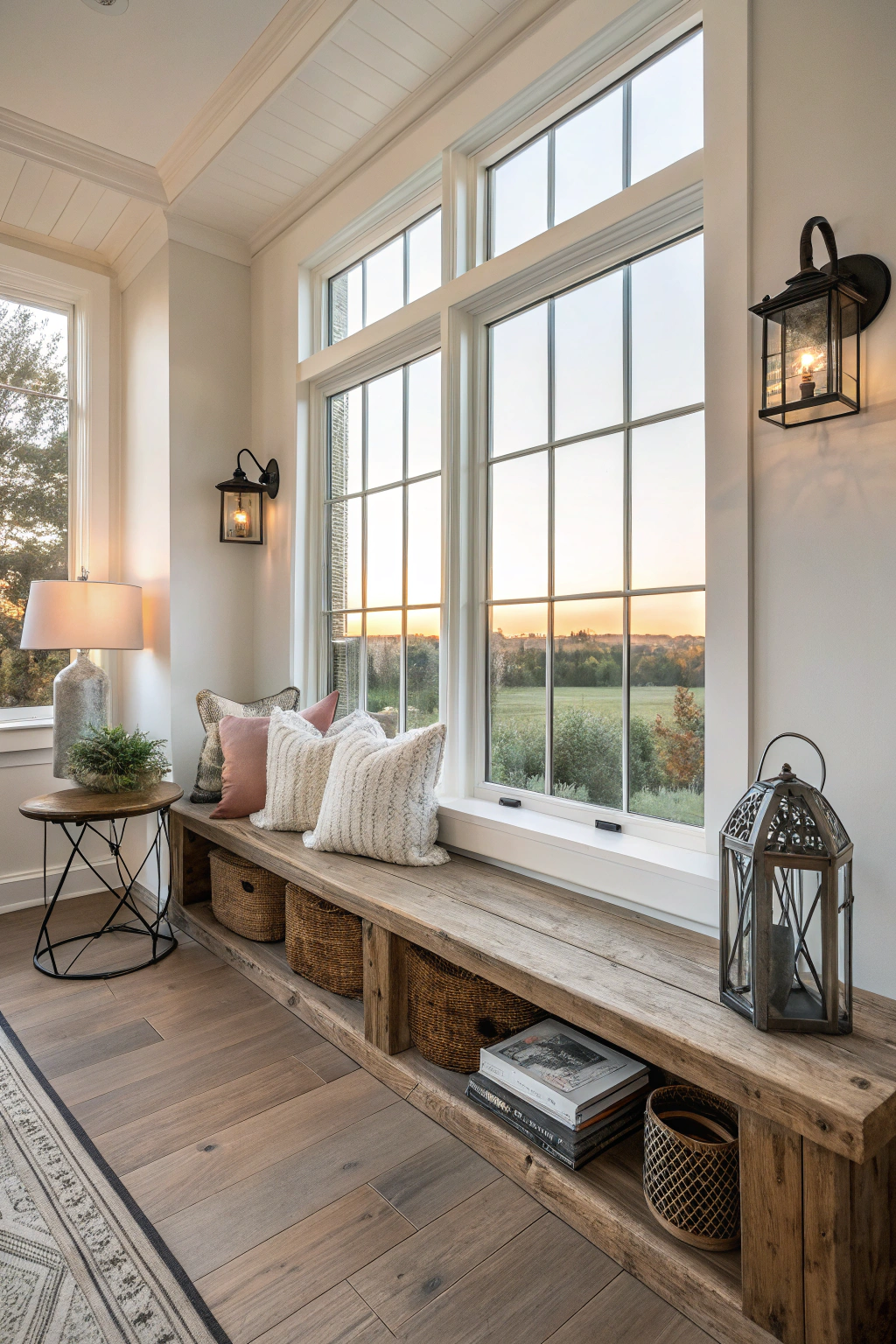 Modern Farmhouse Living Room Window Nooks