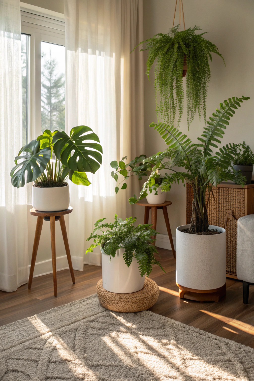 Utilizing Corners with Stylish Plant Arrangements