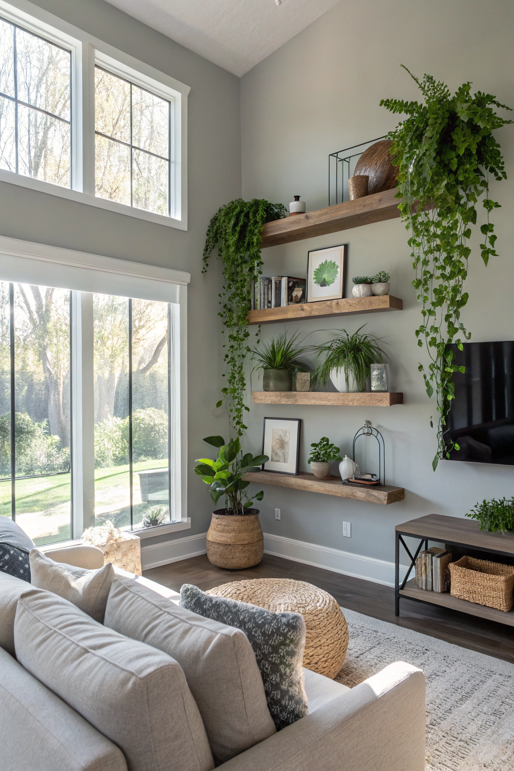 Floating Shelves: A Modern Plant Display Technique