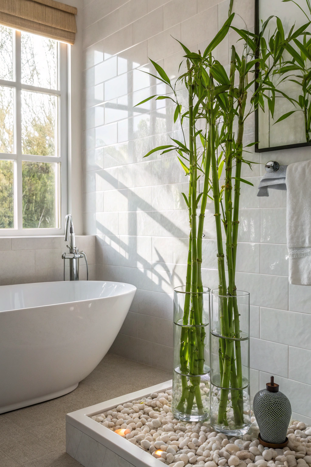 Chic Bathroom Accents Using Lucky Bamboo