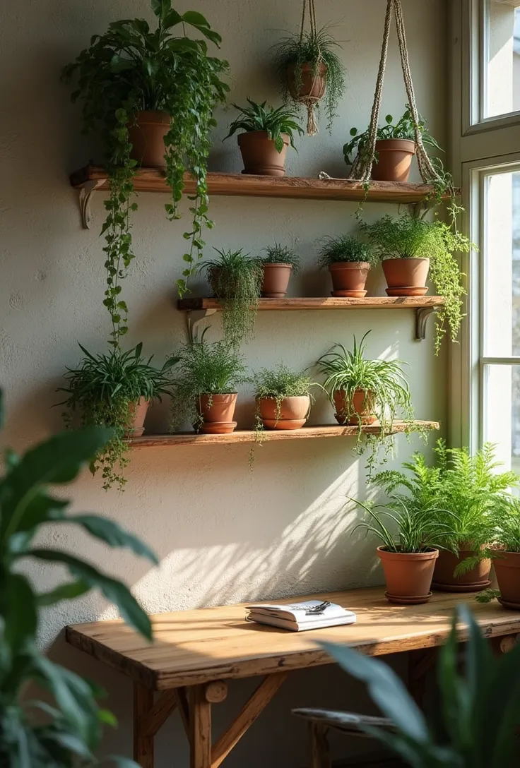 Boho Plant Shelves for a Relaxed Atmosphere