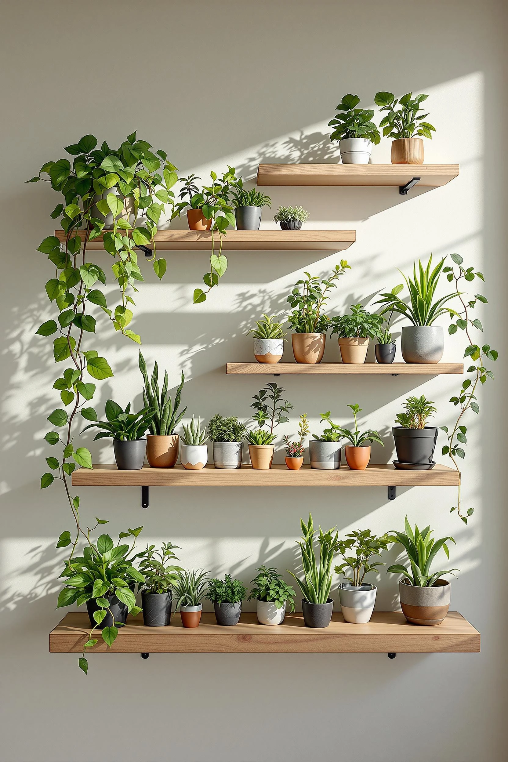 Chic Floating Shelves for Stylish Greenery