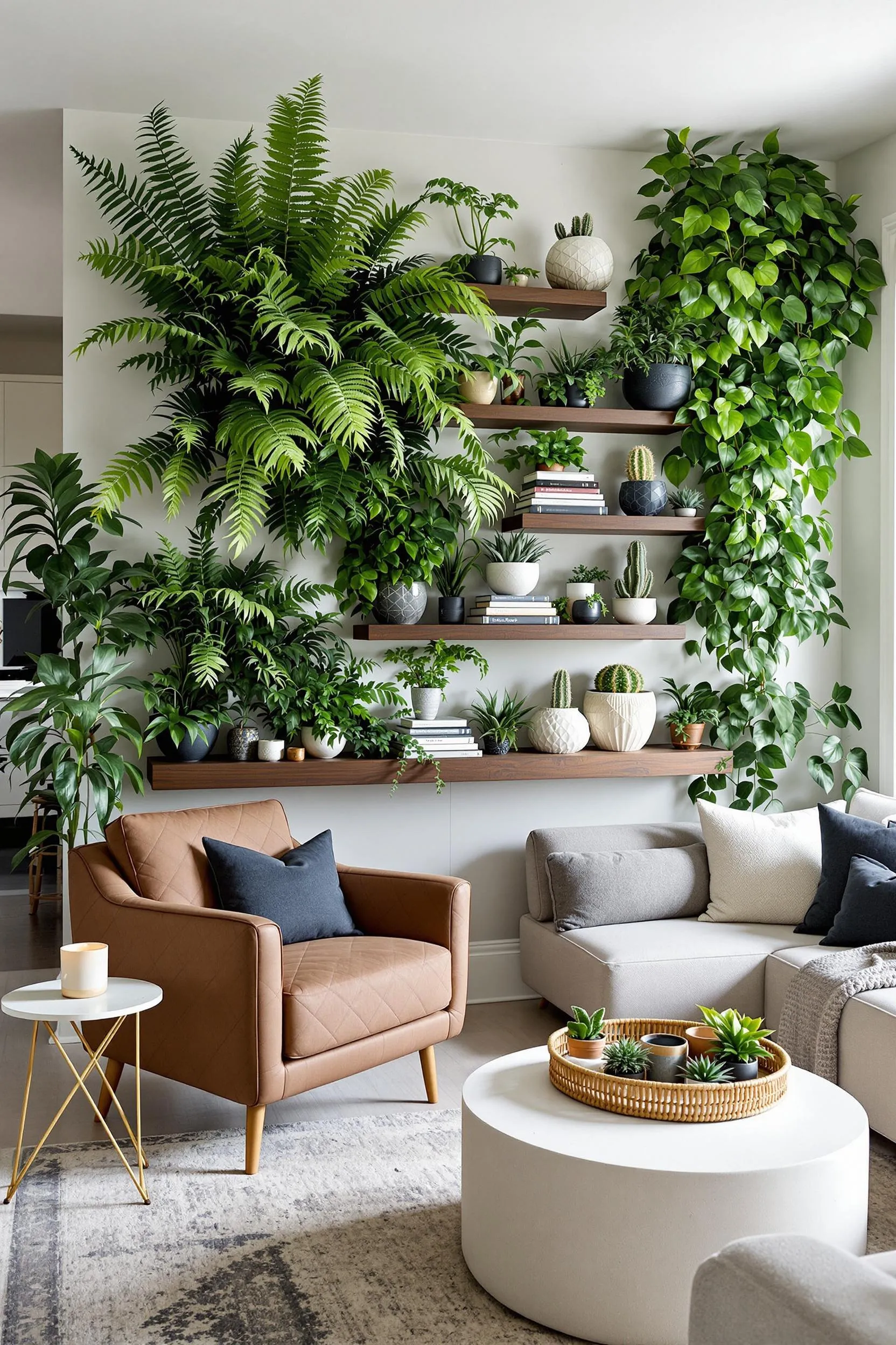 Ferns and Cacti for a Textured Wall Display