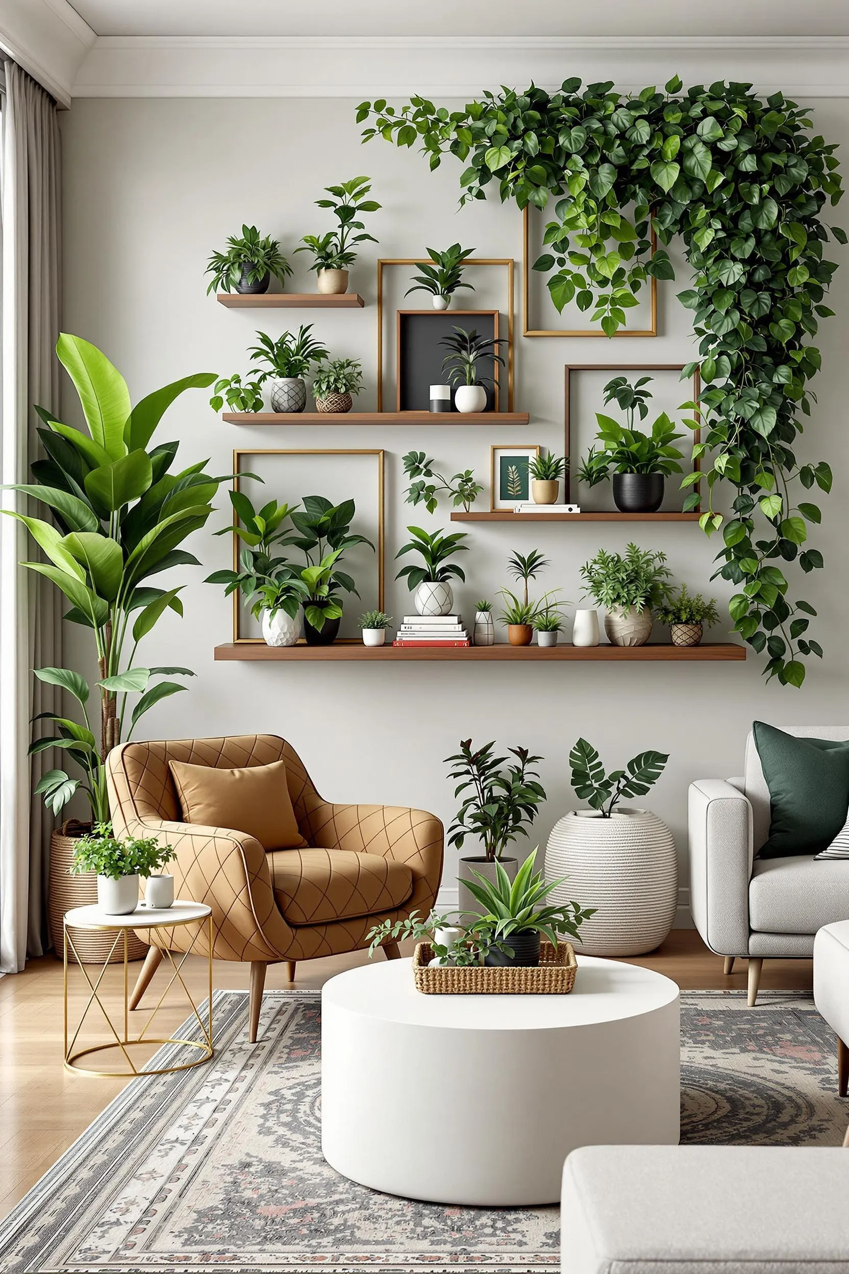 Nature-Inspired Wall Art with Plants