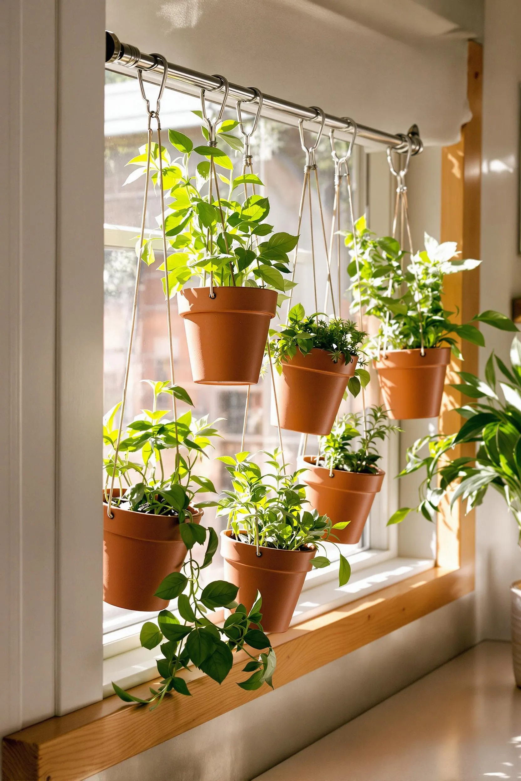 Curtain Rod Herb Garden Ideas