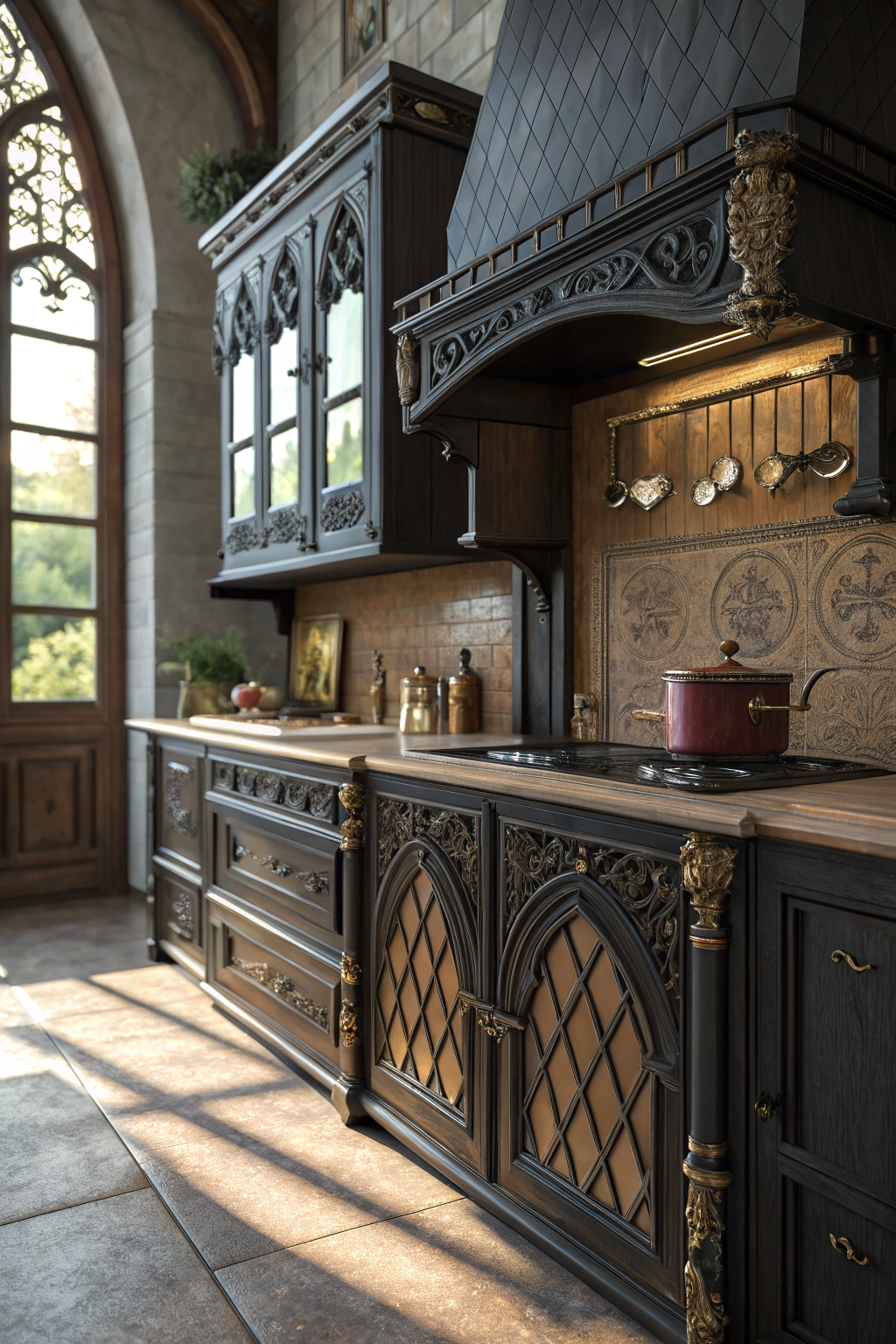 Gothic Elements for a Dark Kitchen Twist