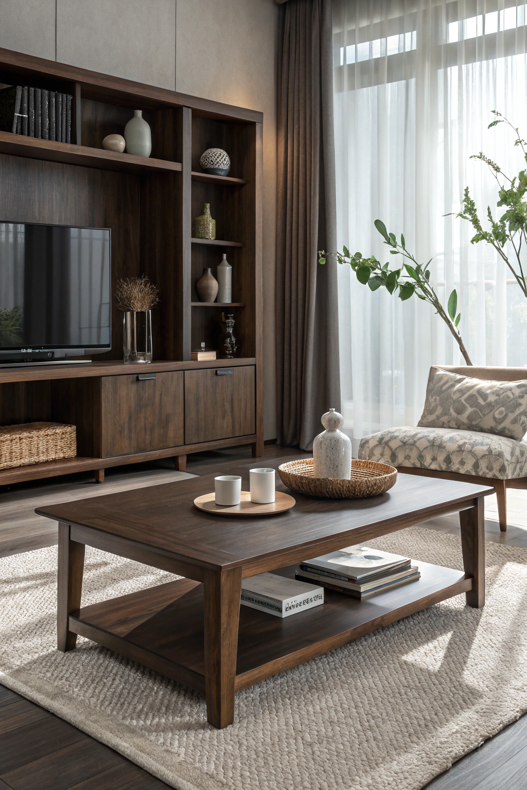 Japandi Style with Dark Wood Accents