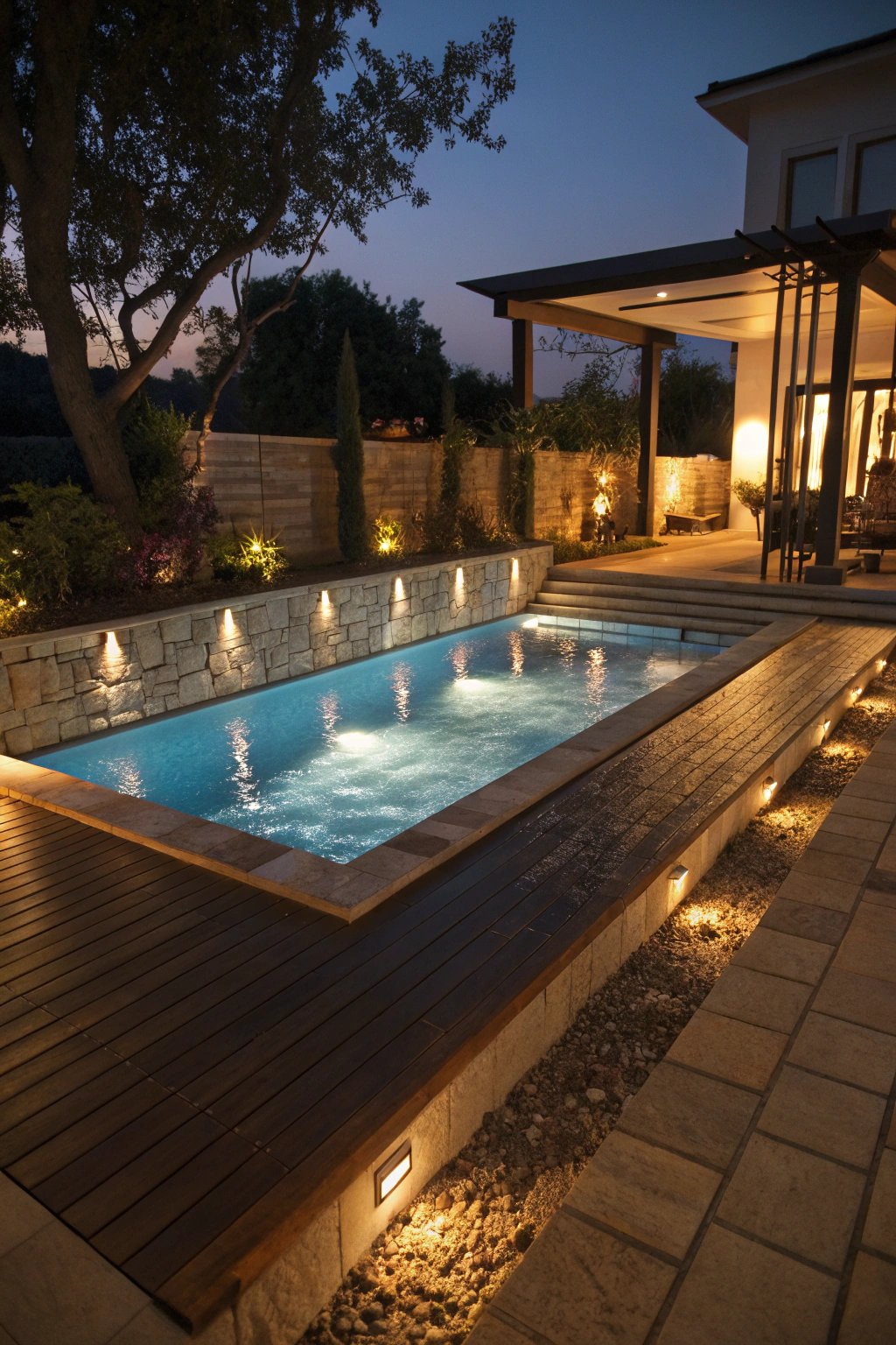 Captivating Raised Pool Concepts with Nighttime Glow