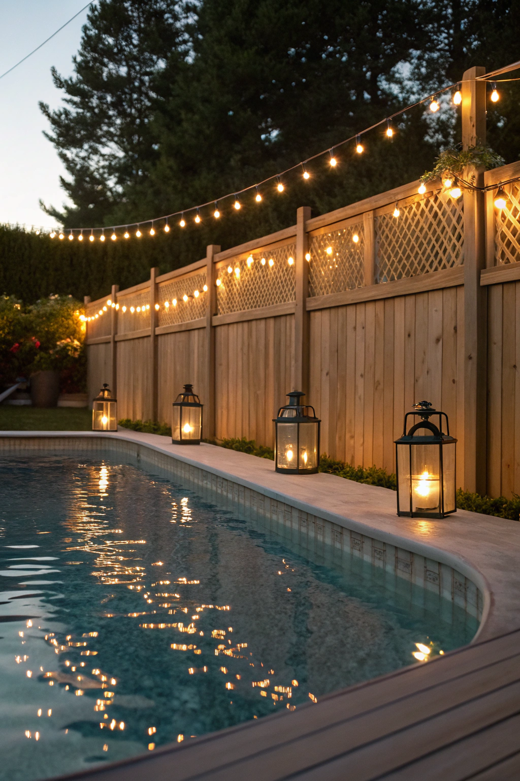 Above-Ground Pool Fence Lighting Ideas