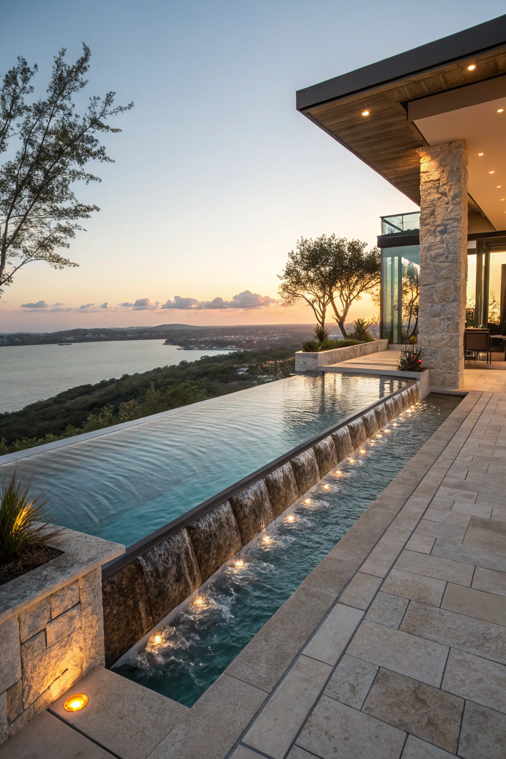 Designing a Modern Infinity Pool with LED Accents