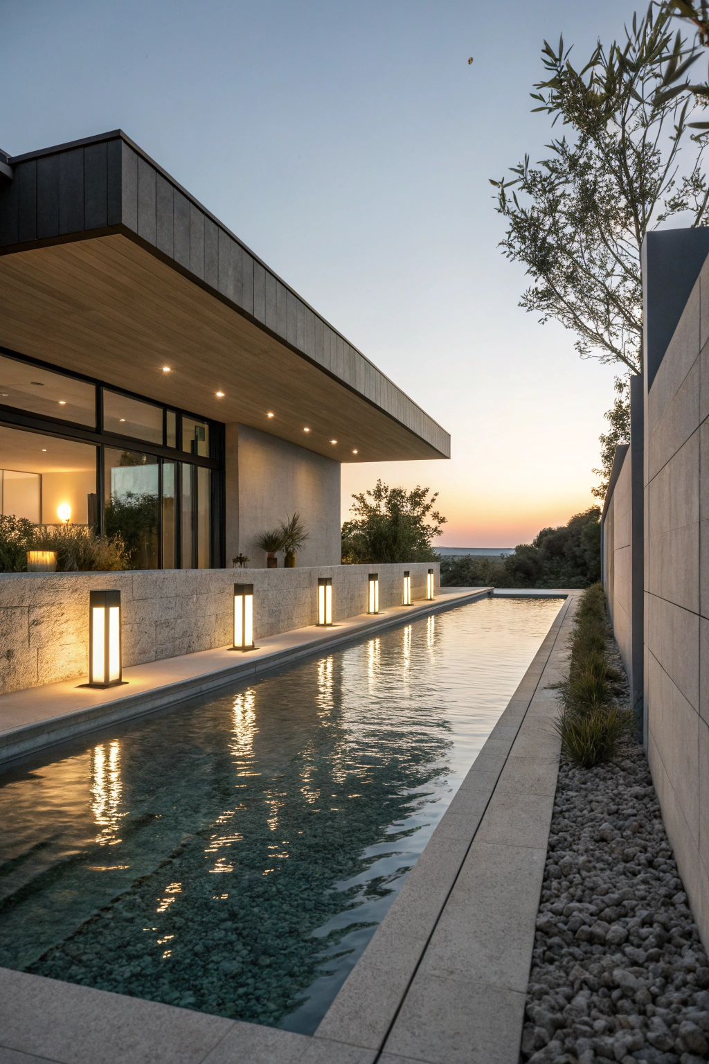 Modern Nighttime Pool Aesthetics
