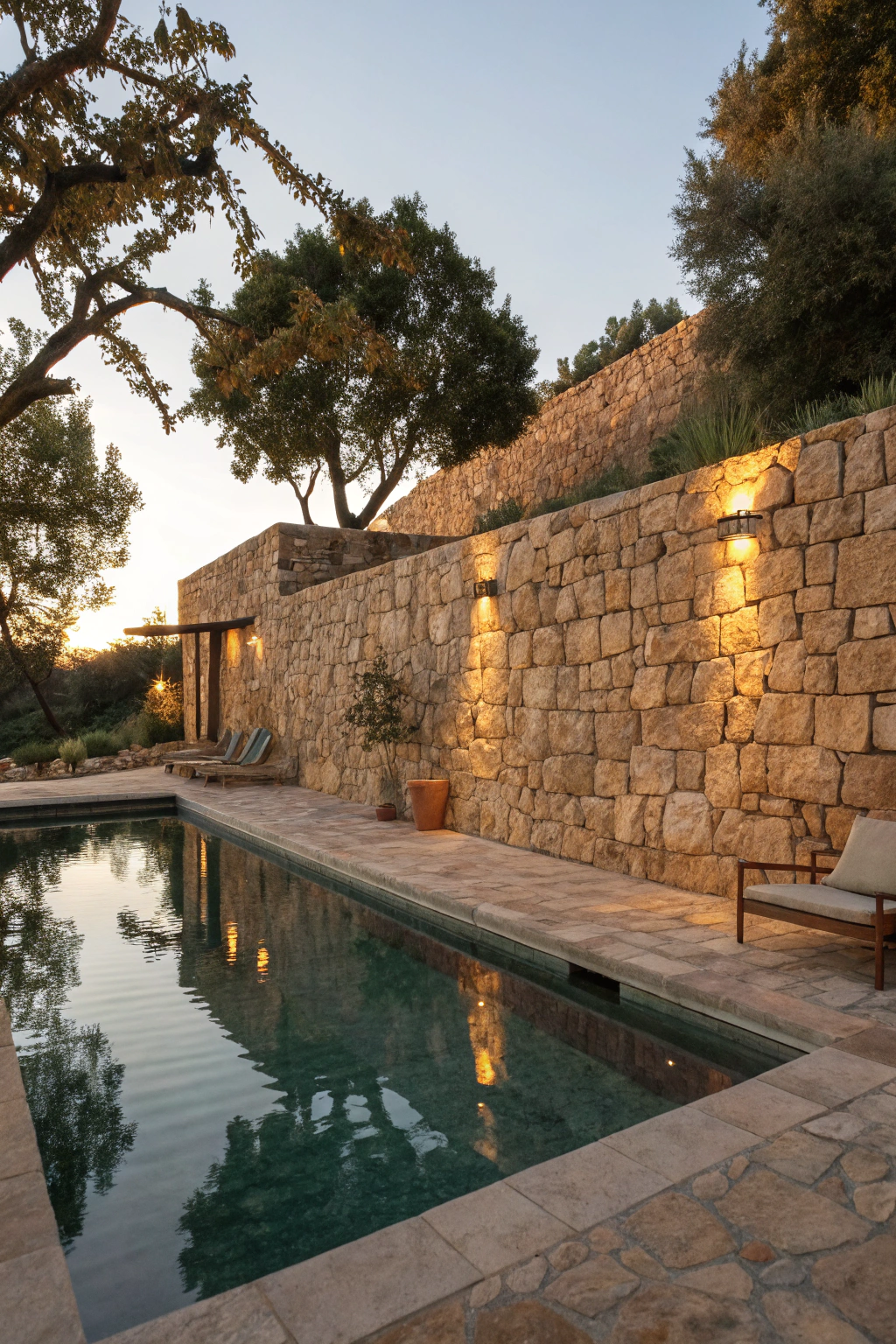 Stone Wall Lighting for Pools