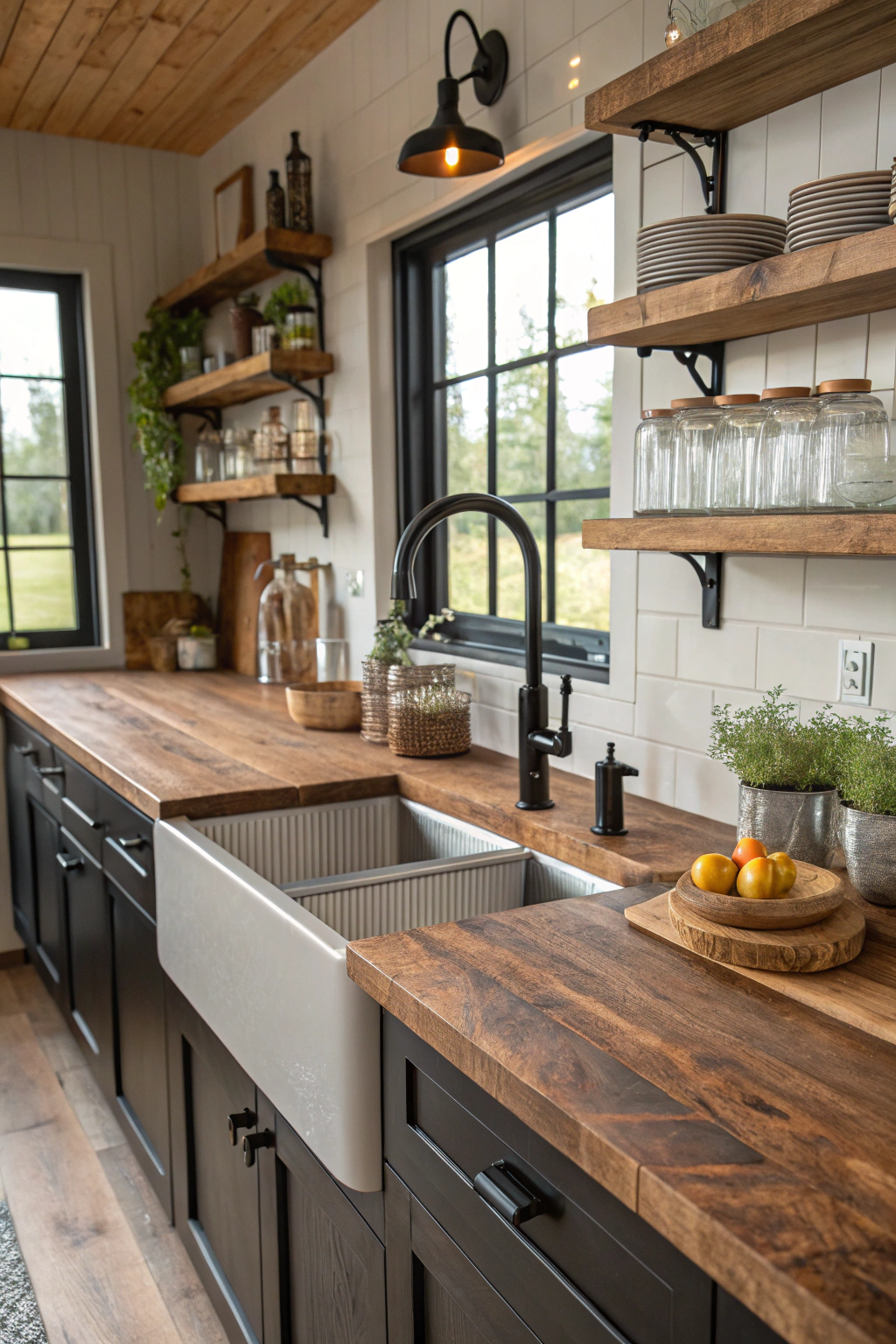 Artful Use of Butcher Block Countertops