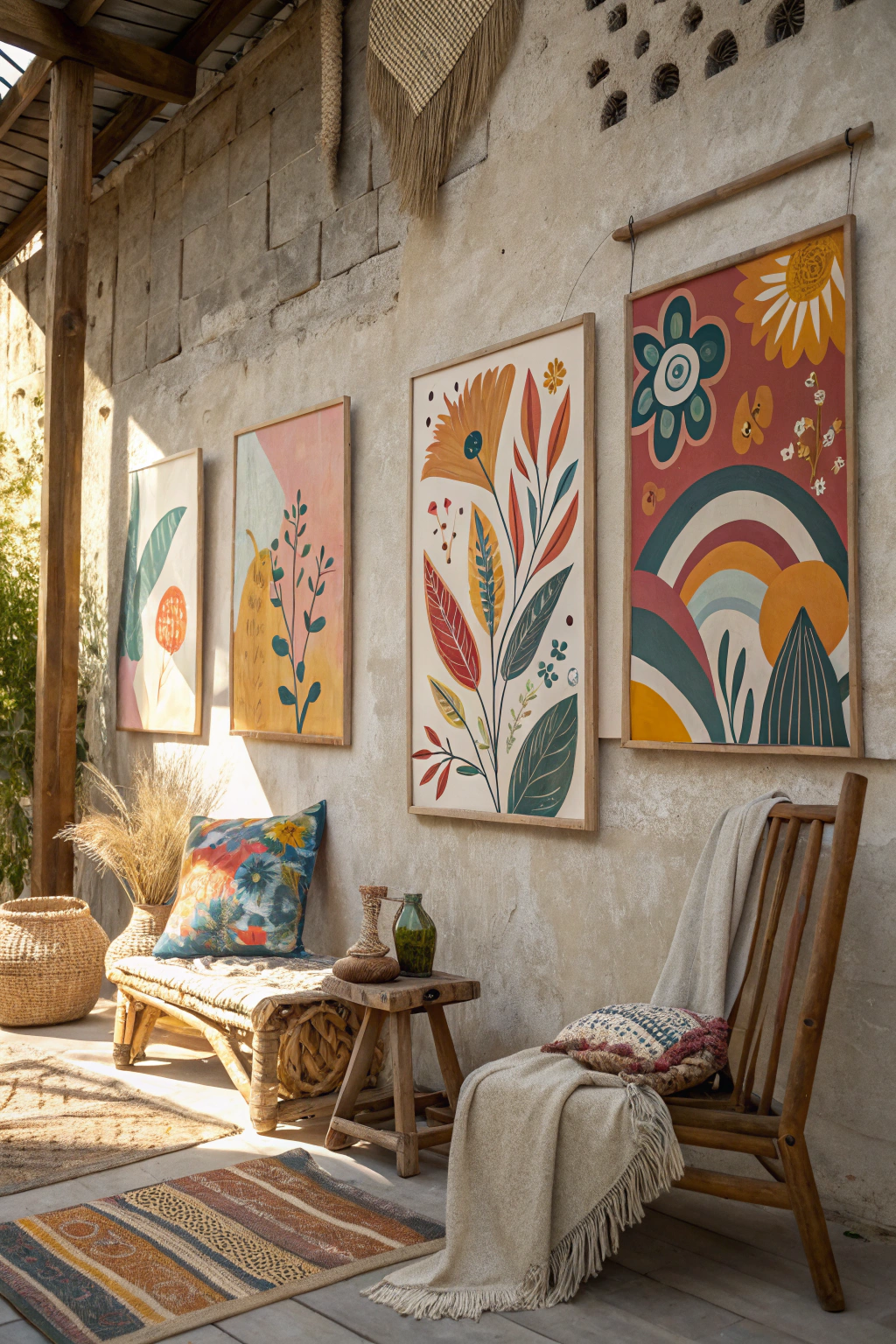 Boho Abstract Wall Art Prints: A Play of Colors and Forms