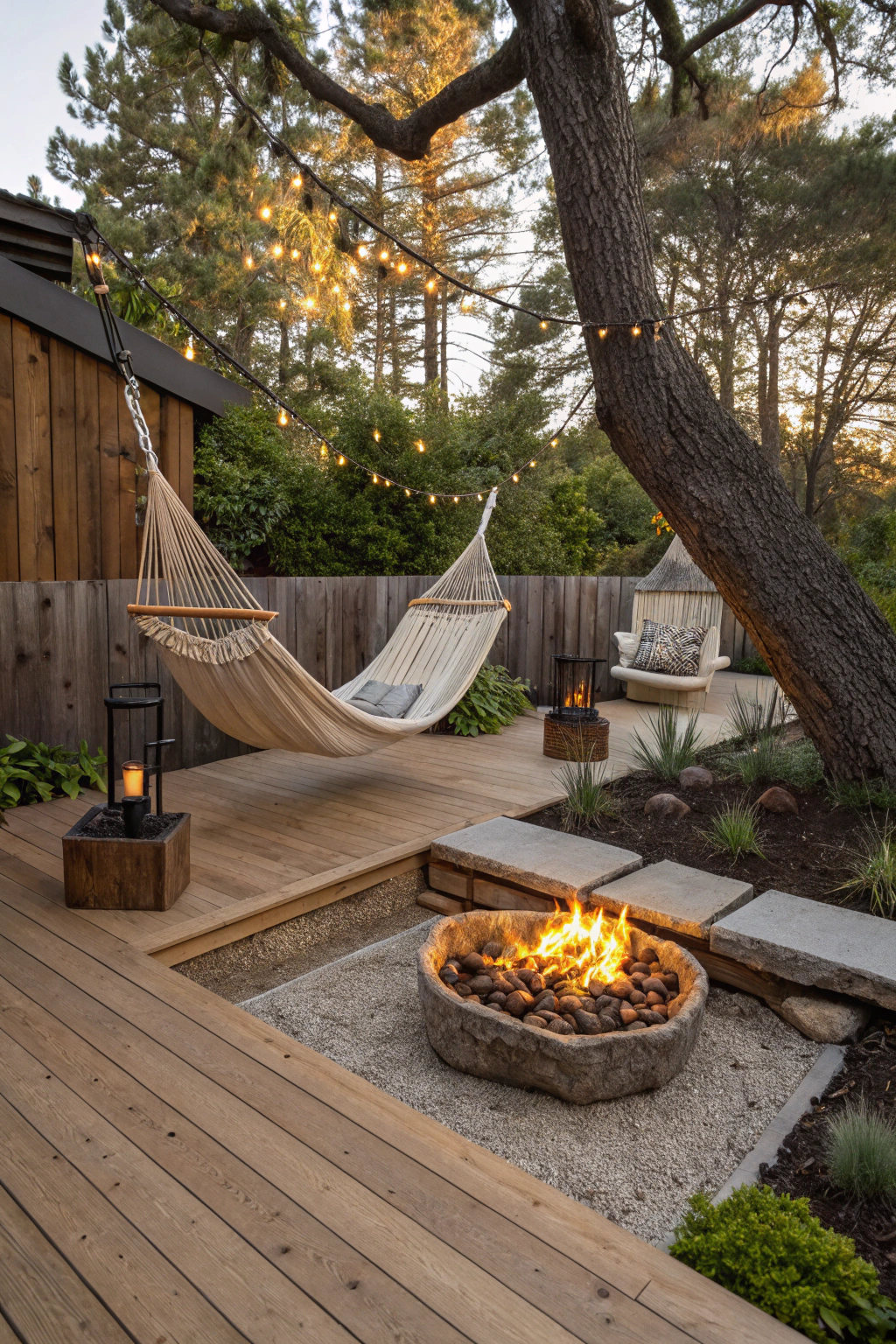 Cozy Hammock Areas Near a Fire Pit