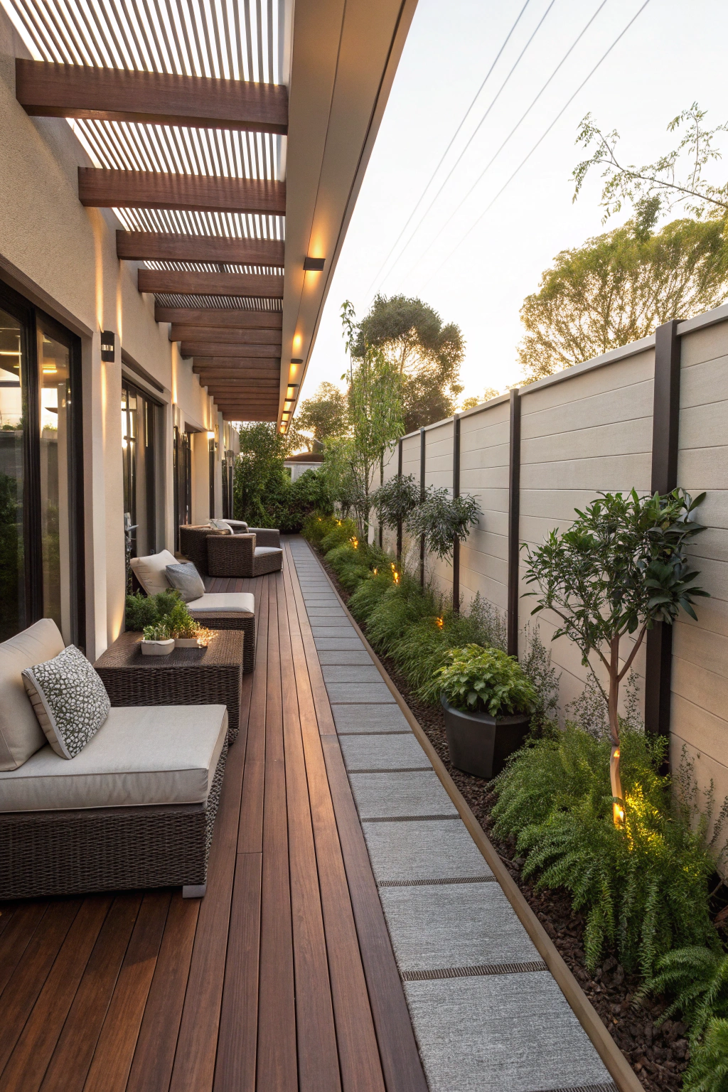 Long Backyard Patio Designs for Narrow Spaces