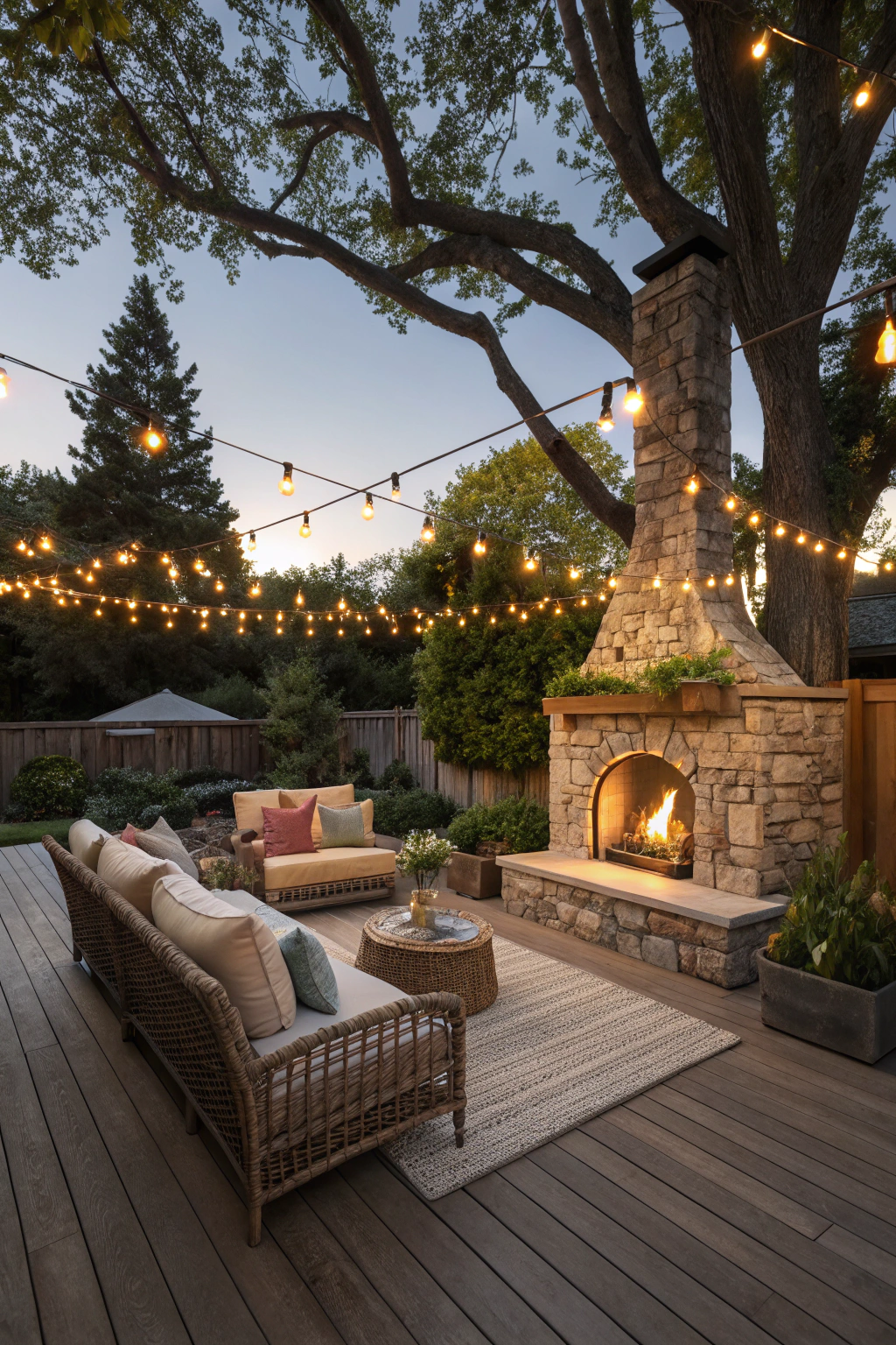 String Lights and Fireplaces for Cozy Evenings