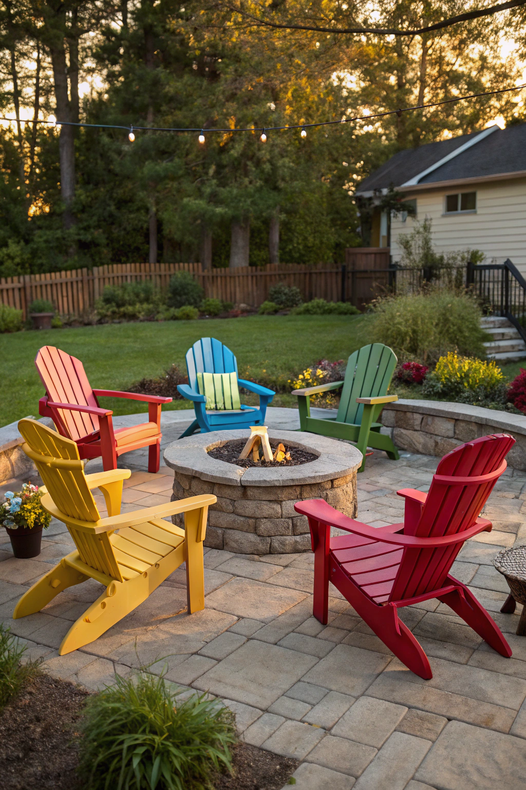 Colorful Adirondack Chairs for a Vibrant Backyard