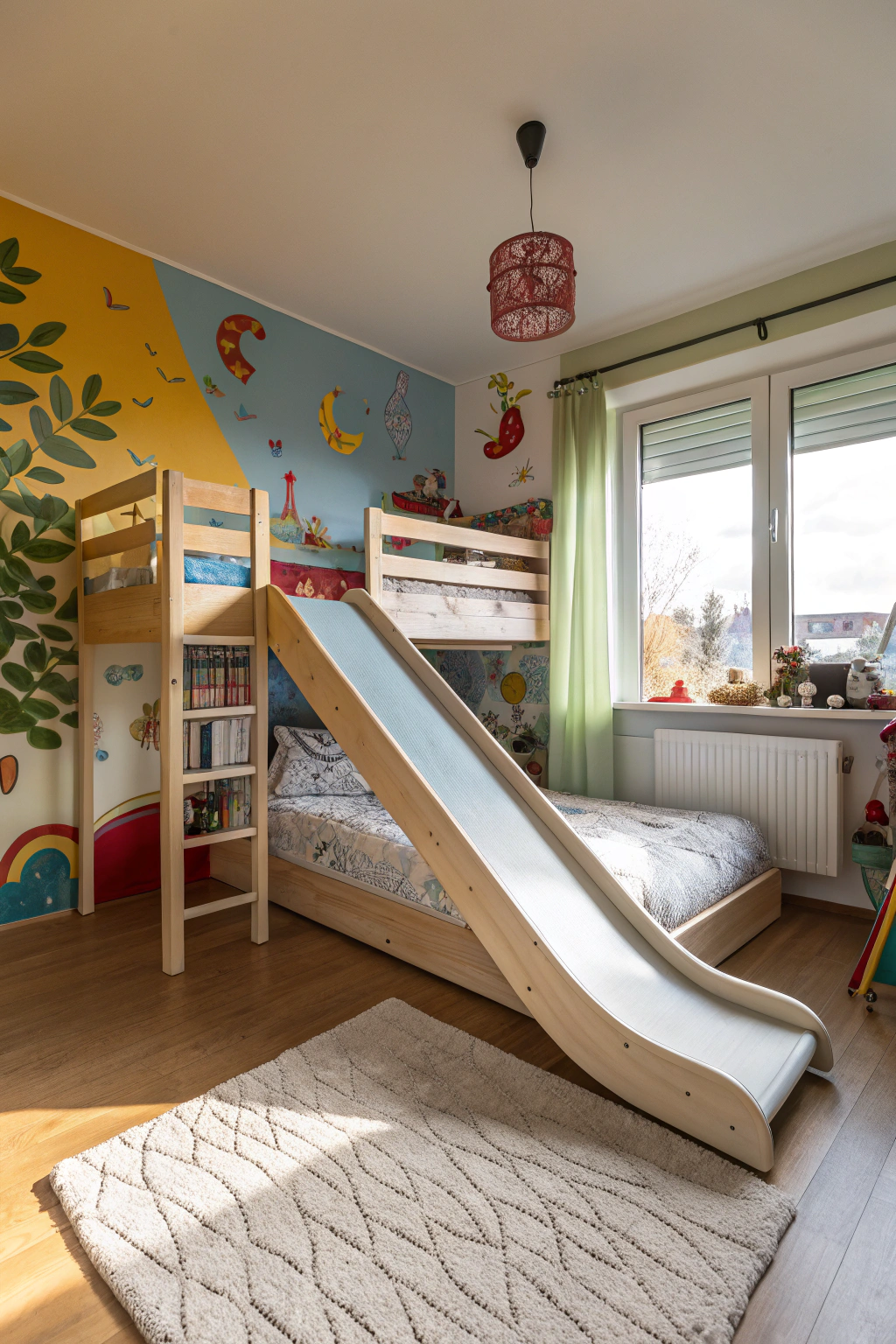Colorful Bedrooms with Playful Slides