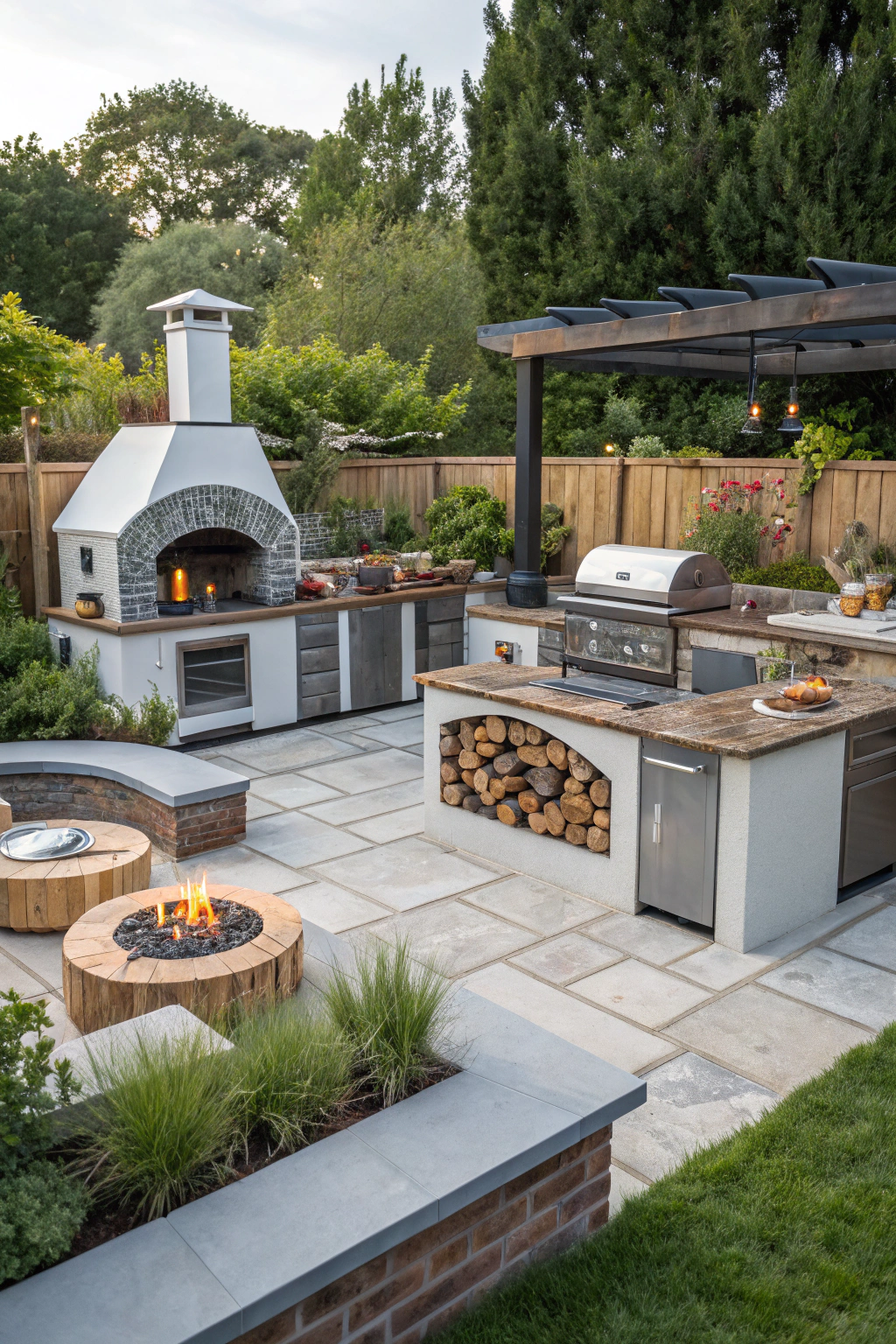 Diverse outdoor kitchen designs with unique layouts