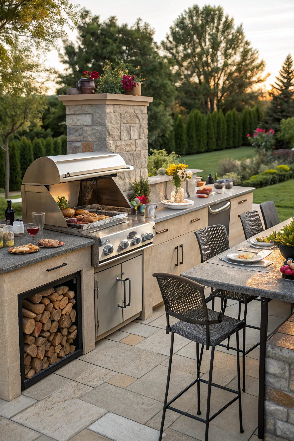 Outdoor kitchen designed for summer grilling parties