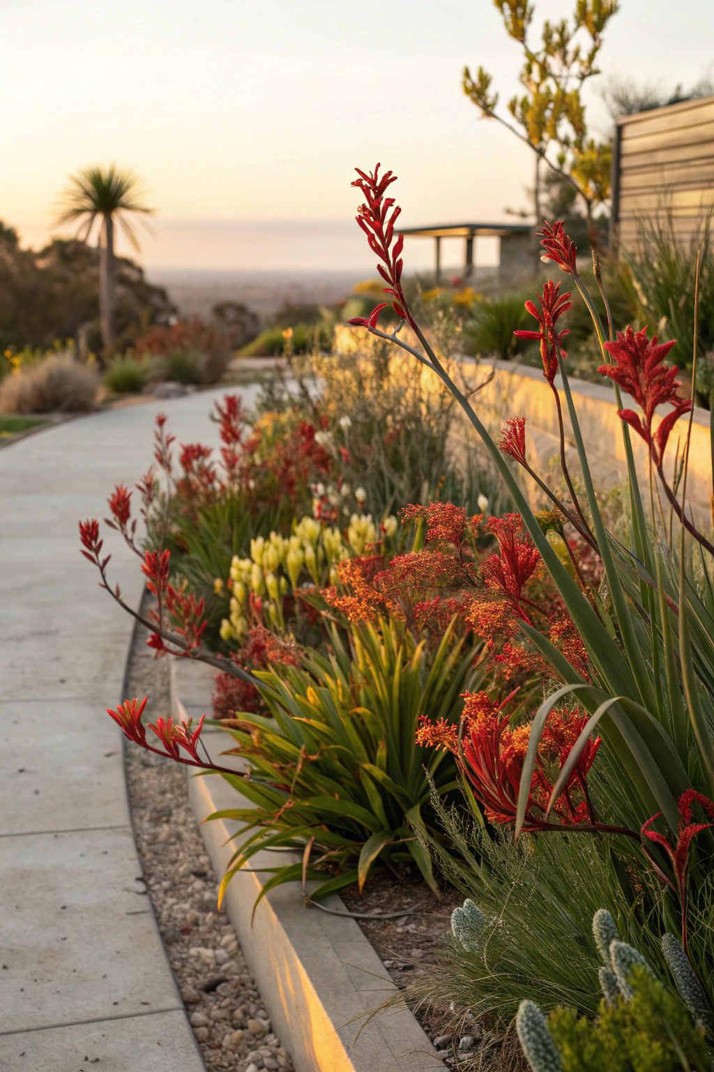 Colorful Australian native plants in a low-maintenance garden
